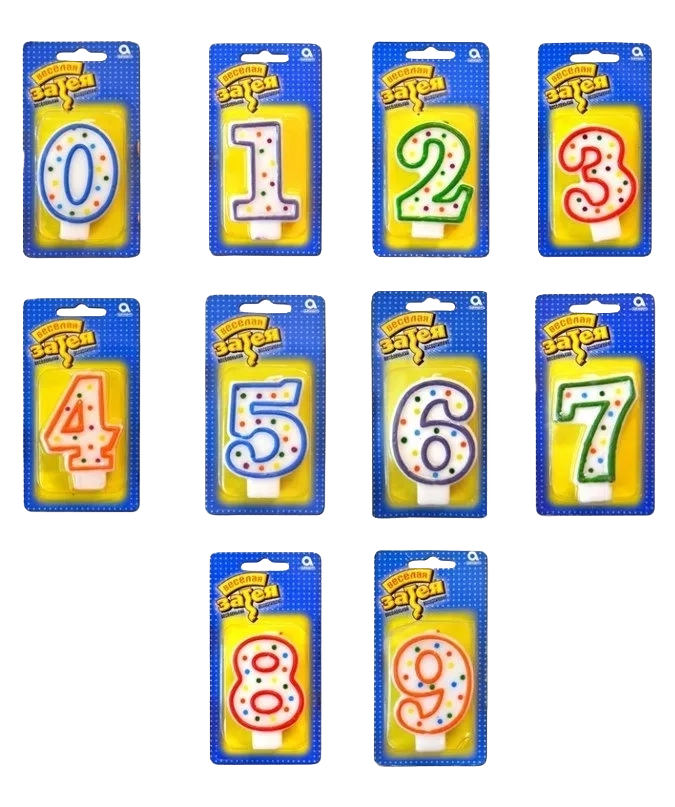 Свеча-цифра 7,6 см в ассортименте