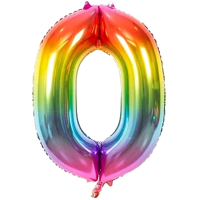 Картинка - Цифра К 40" Радуга металлик 0 от Большого Праздника. Салюты фейерверки.