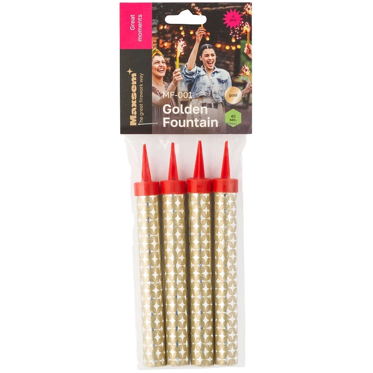 Картинка - Свеча-фонтан для торта 12см 40сек 4шт от Большого Праздника. Салюты фейерверки.