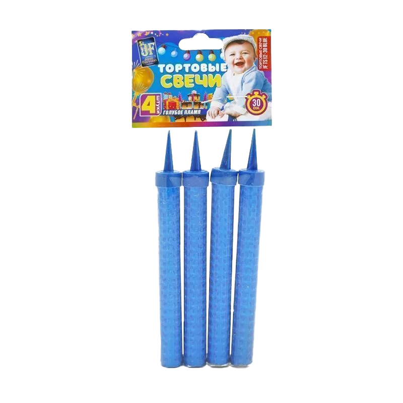 Картинка - Свеча-фонтан Голубое пламя 12см 30сек 4шт от Большого Праздника. Салюты фейерверки.