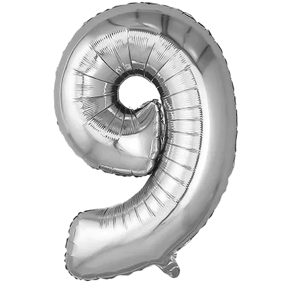 Картинка - Цифра К 40" Silver 9 С Гелием от Большого Праздника. Салюты фейерверки.