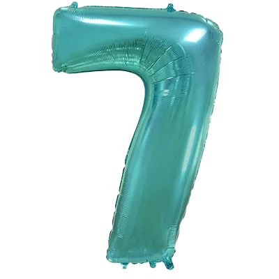 Картинка - Цифра К 40" Сатин Теал 7 от Большого Праздника. Салюты фейерверки.