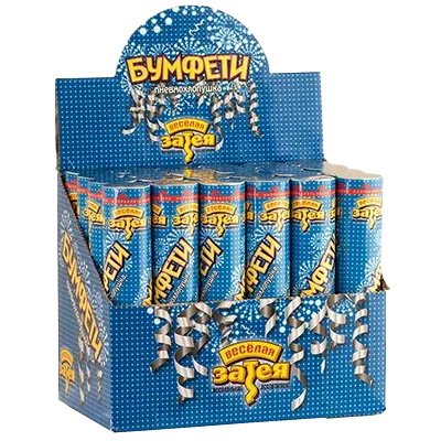 Хлопушка БУМФЕТИ 20 см серпантин фол. серебро