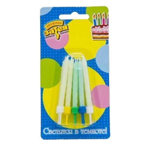 Картинка - Свечи для торта с подст светящ 6см 10шт от Большого Праздника. Салюты фейерверки.