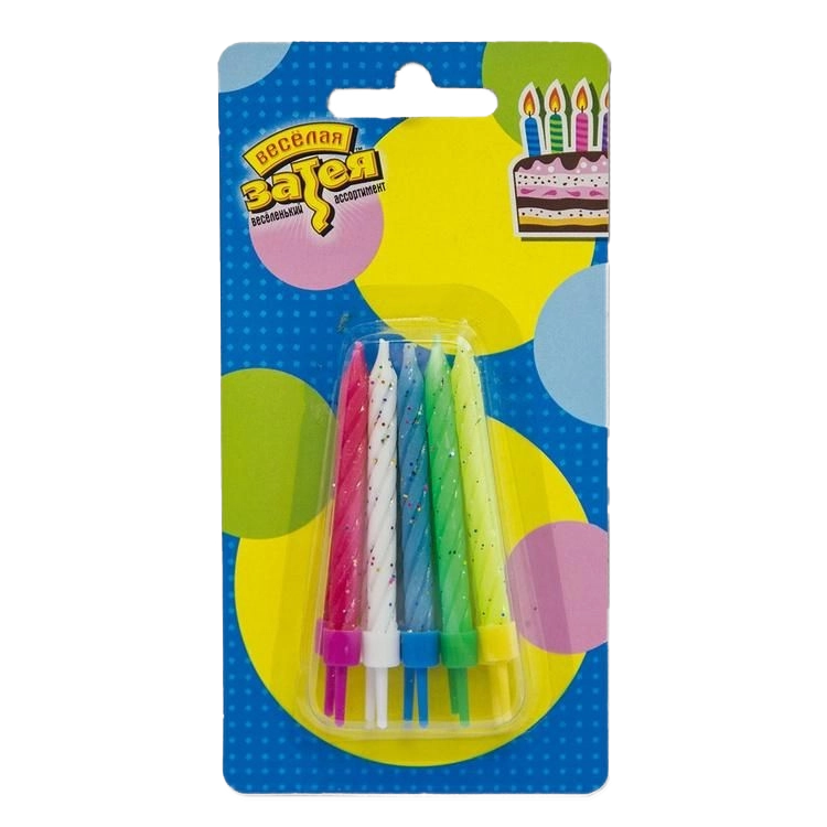 Картинка - Свечи для торта с подст блеск асс 10шт от Большого Праздника. Салюты фейерверки.