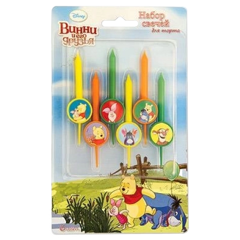 Картинка - Свечи для торта Винни и друзья 6 шт от Большого Праздника. Салюты фейерверки.