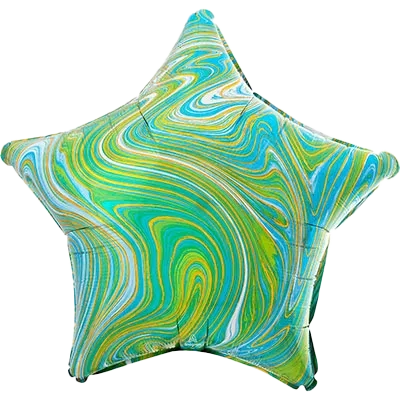 Картинка - 18"-19" Звезда Фольгированная Мрамор Зеленый с Гелием от Большого Праздника. Салюты фейерверки.