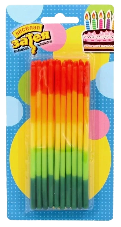 Картинка - Свечи для торта Радуга 13см 20шт от Большого Праздника. Салюты фейерверки.