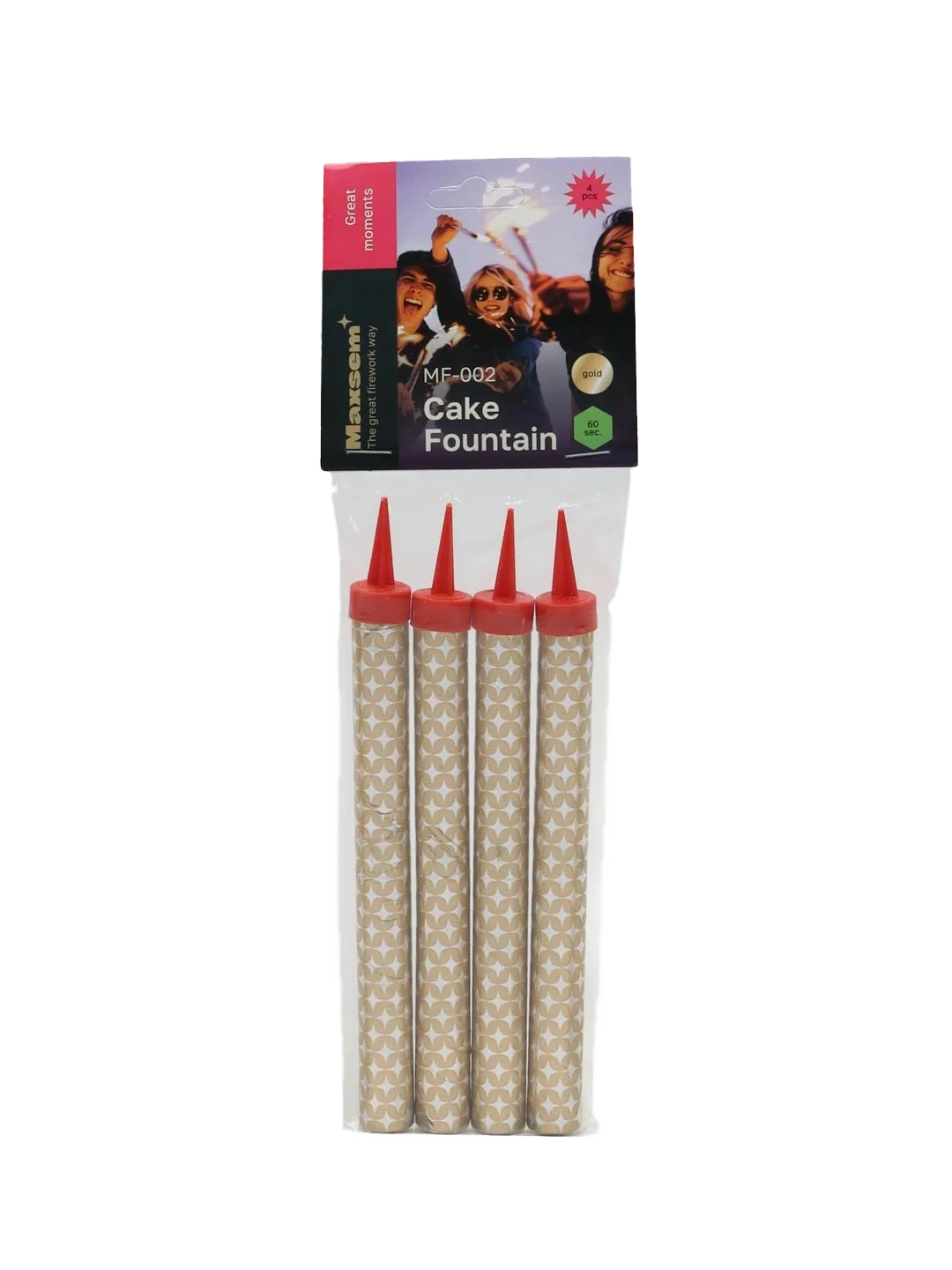 Картинка - Свеча-фонтан для торта 15см 60сек 4 шт от Большого Праздника. Салюты фейерверки.
