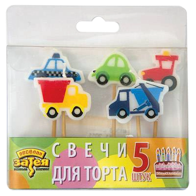 Картинка - Свечи для торта на пиках Авто 5 шт от Большого Праздника. Салюты фейерверки.