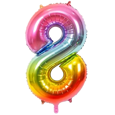 Картинка - Цифра К 40" Радуга металлик 8 от Большого Праздника. Салюты фейерверки.